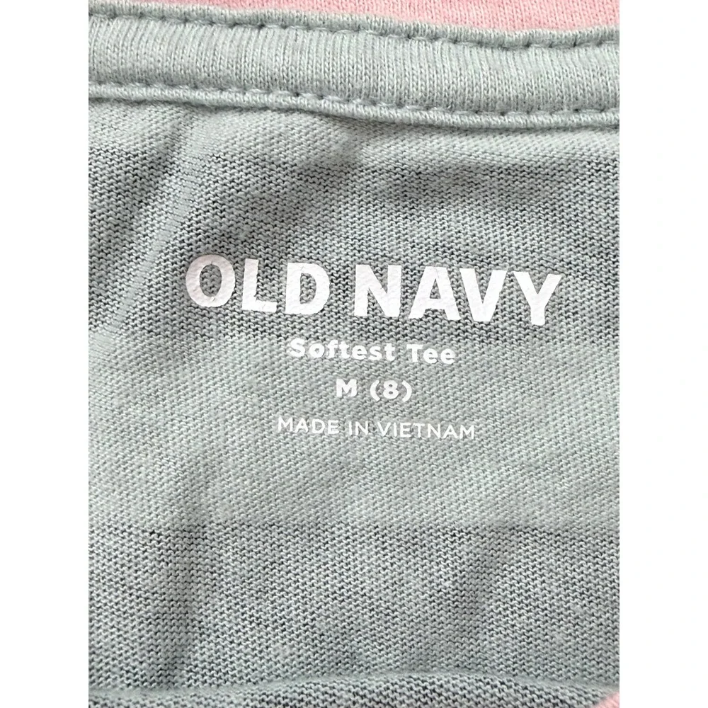 Old Navy Girls M 8 Softest Tee Long Sleeve Striped Shirt‎ Green